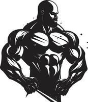 Muskel noir monochromatisch Vektor Fitness Fett gedruckt Bodybuilder Majestät schwarz Vektor Kunst