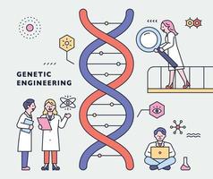 forskare arbetar runt en gigantisk gen loop. vektor