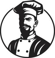 ein Geschmack von kulinarisch Handwerkskunst einfarbig Koch Vektor geformt kulinarisch Eleganz schwarz und Weiß Design