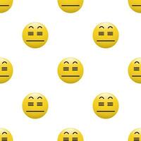 Gelb Kopf Emoticon Symbol mit Gesichts- Ausdrücke, nahtlos Muster auf Weiß Hintergrund. vektor