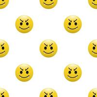 Gelb Kopf Emoticon Symbol mit Gesichts- Ausdrücke, nahtlos Muster auf Weiß Hintergrund. vektor