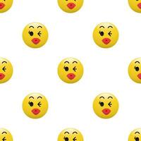 Gelb Kopf Emoticon Symbol mit Gesichts- Ausdrücke, nahtlos Muster auf Weiß Hintergrund. vektor