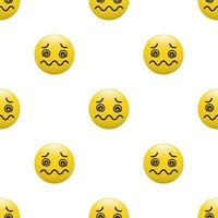 Gelb Kopf Emoticon Symbol mit Gesichts- Ausdrücke, nahtlos Muster auf Weiß Hintergrund. vektor