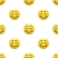 Gelb Kopf Emoticon Symbol mit Gesichts- Ausdrücke, nahtlos Muster auf Weiß Hintergrund. vektor