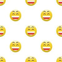 Gelb Kopf Emoticon Symbol mit Gesichts- Ausdrücke, nahtlos Muster auf Weiß Hintergrund. vektor