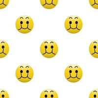 Gelb Kopf Emoticon Symbol mit Gesichts- Ausdrücke, nahtlos Muster auf Weiß Hintergrund. vektor