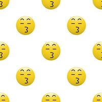 Gelb Kopf Emoticon Symbol mit Gesichts- Ausdrücke, nahtlos Muster auf Weiß Hintergrund. vektor