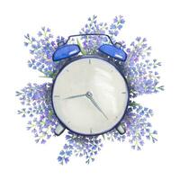Jahrgang Uhr mit Lavendel Blumen, Aquarell vektor