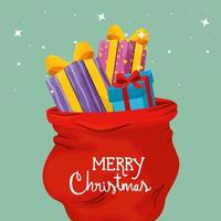 Frohe Weihnachten Plakat mit Geschenkboxen und Taschengeschenken