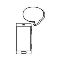 Smartphone mit Symbol für den Linienstil der Sprechblase vektor