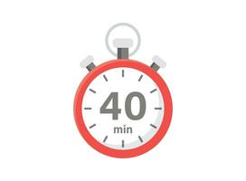 40 minuter på stoppur ikon i platt stil. klocka ansikte timer vektor illustration på isolerat bakgrund. nedräkning tecken företag begrepp.