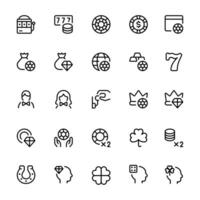 Kasino Symbole, Vektor einstellen Design mit editierbar Schlaganfall. Linie, solide, eben Linie, dünn Stil und geeignet zum Netz Buchseite, Handy, Mobiltelefon Anwendung, ui, ux Design.