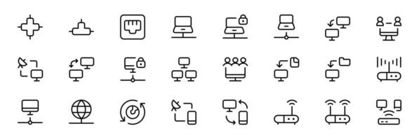 Vernetzung, Netzwerk Technologie Linie Symbol Satz. Server und Verbindung Vektor. können verwenden zum ui und Handy, Mobiltelefon Anwendung, Netz Seite? ˅ Schnittstelle. vektor