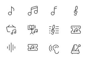 Musik- Anmerkungen Symbol Satz, Musik- Anmerkungen Symbol, Vektor Illustration. Musik- Symbol Satz. Musical Instrument Symbol. enthält Musical Notiz, Radio, hören, Klavier, Lautsprecher, Klang und Rabatt Symbole.