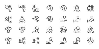 mänsklig Resurser ikoner, företag människor, kontor förvaltning - tunn linje webb ikon uppsättning. översikt ikoner samling. enkel vektor illustration. kan vara Begagnade för webb, logotyp, ui, ux, app.