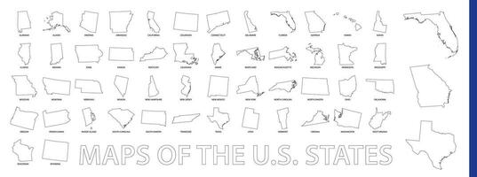 Kartor av de oss stat, översikt Kartor samling. vektor