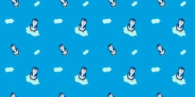 süß Pinguin Karikatur nahtlos Muster auf Blau Hintergrund, editierbar Illustration zum Verpackung Papier vektor