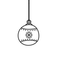 Ball Weihnachten hängende Linie Stil isolierte Symbol vektor