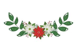 blommor jul dekorativa med grenar och blad vektor