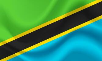 vektor tanzania flagga. vinkade flagga av tanzania. tanzanian emblem, ikon.