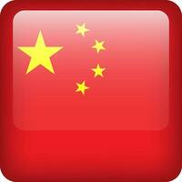 China Flagge Taste. Platz Emblem von China. Vektor Chinesisch Flagge, Symbol. Farben korrekt.