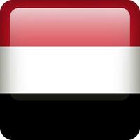 3d Vektor Jemen Flagge glänzend Taste. jemenitisch National Emblem. Platz Symbol mit Flagge von Jemen