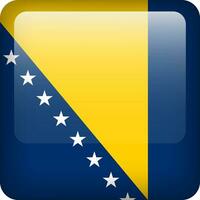 3d Vektor Bosnien und Herzegowina Flagge glänzend Taste. National Emblem. Platz Symbol von Bosnien und Herzegowina