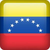 3d Vektor Venezuela Flagge glänzend Taste. venezolanisch National Emblem. Platz Symbol mit Flagge von Venezuela.