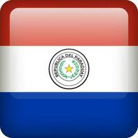 3d vektor paraguay flagga glansig knapp. Paraguay nationell emblem. fyrkant ikon med flagga av paraguay