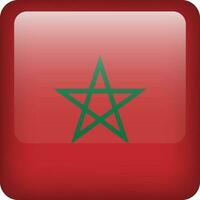 3d Vektor Marokko Flagge glänzend Taste. marokkanisch National Emblem. Platz Symbol mit Flagge von Marokko.