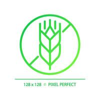 2d Pixel perfekt Gradient Gluten kostenlos Symbol, isoliert Vektor, dünn Linie Grün Illustration Darstellen Allergen frei. vektor