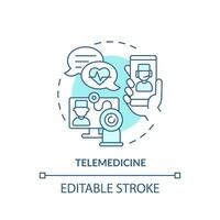 2d editierbar Blau Symbol Telemedizin Konzept, isoliert monochromatisch Vektor, Gesundheit Interoperabilität Ressourcen dünn Linie Illustration. vektor