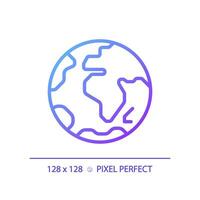 Erde Planet Pixel perfekt Gradient linear Vektor Symbol. Umwelt Wissenschaft. natürlich Ressourcen. Klima ändern. dünn Linie Farbe Symbol. modern Stil Piktogramm. Vektor isoliert Gliederung Zeichnung