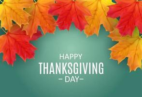 Happy Thanksgiving Day Hintergrund mit glänzenden Herbst natürlichen Blättern. vektor