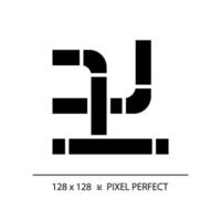2d Pixel perfekt Glyphe Stil Pipeline Symbol, isoliert Vektor, einfach Silhouette Illustration Darstellen Installation. vektor