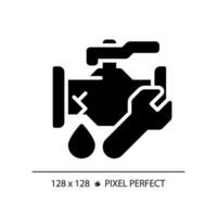 2d Pixel perfekt Glyphe Stil Pipeline Leckage Symbol, isoliert Vektor, einfach Silhouette Illustration Darstellen Installation. vektor