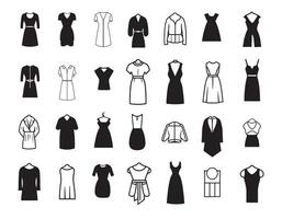 uppsättning av kvinna kläder ikoner, tunn linje stil. vektor