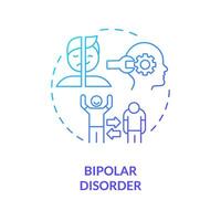 2d Gradient bipolar Störung Blau dünn Linie Symbol Konzept, isoliert Vektor, Illustration Darstellen Verhalten Therapie. vektor