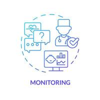 Überwachung Blau Gradient Konzept Symbol. Folgen hoch. Gesundheit Zustand. Kind Krankheit. medizinisch Berater. Kinderbetreuung Center abstrakt Idee dünn Linie Illustration. isoliert Gliederung Zeichnung vektor