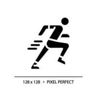 2d Pixel perfekt Silhouette Glyphe Stil Laufen Symbol, isoliert Vektor, Illustration, solide Piktogramm. vektor