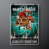 Vector Party Flyer Design med musikelement