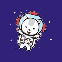 niedlicher Katzenastronaut, der auf Weltraumkarikaturikonenillustration fliegt vektor