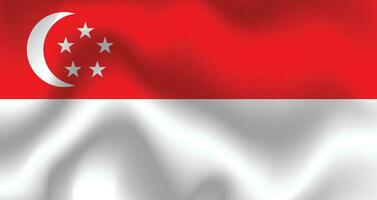 eben Illustration von Singapur Flagge. Singapur Flagge Design. Singapur Welle Flagge. vektor