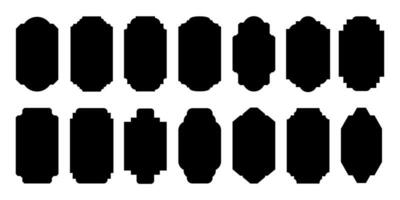 samling av svart enkel årgång ramar och etiketter vektor illustration. svart ram