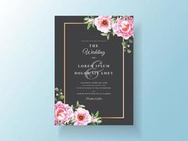 romantiska bröllopsinbjudningskort blommig akvarell vektor