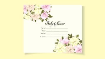 baby shower inbjudan mall söt blommigt design tema, söt blomma vektor