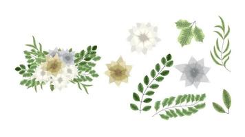 Reihe von floralen Elementen. bunte Blumenblätter Anordnung im Strauß vektor