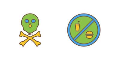 Tod Zeichen und Nein Lebensmittel oder trinken Symbol vektor