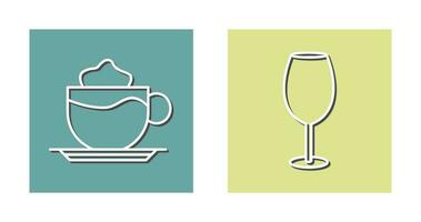 Latté und Wein Glas Symbol vektor