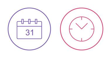 kalender och klocka ikon vektor